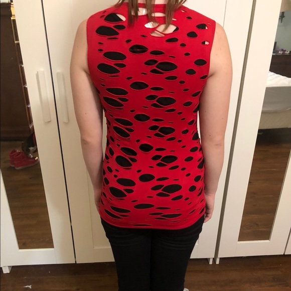 Red Ripped Tank - Picture 2 of 2